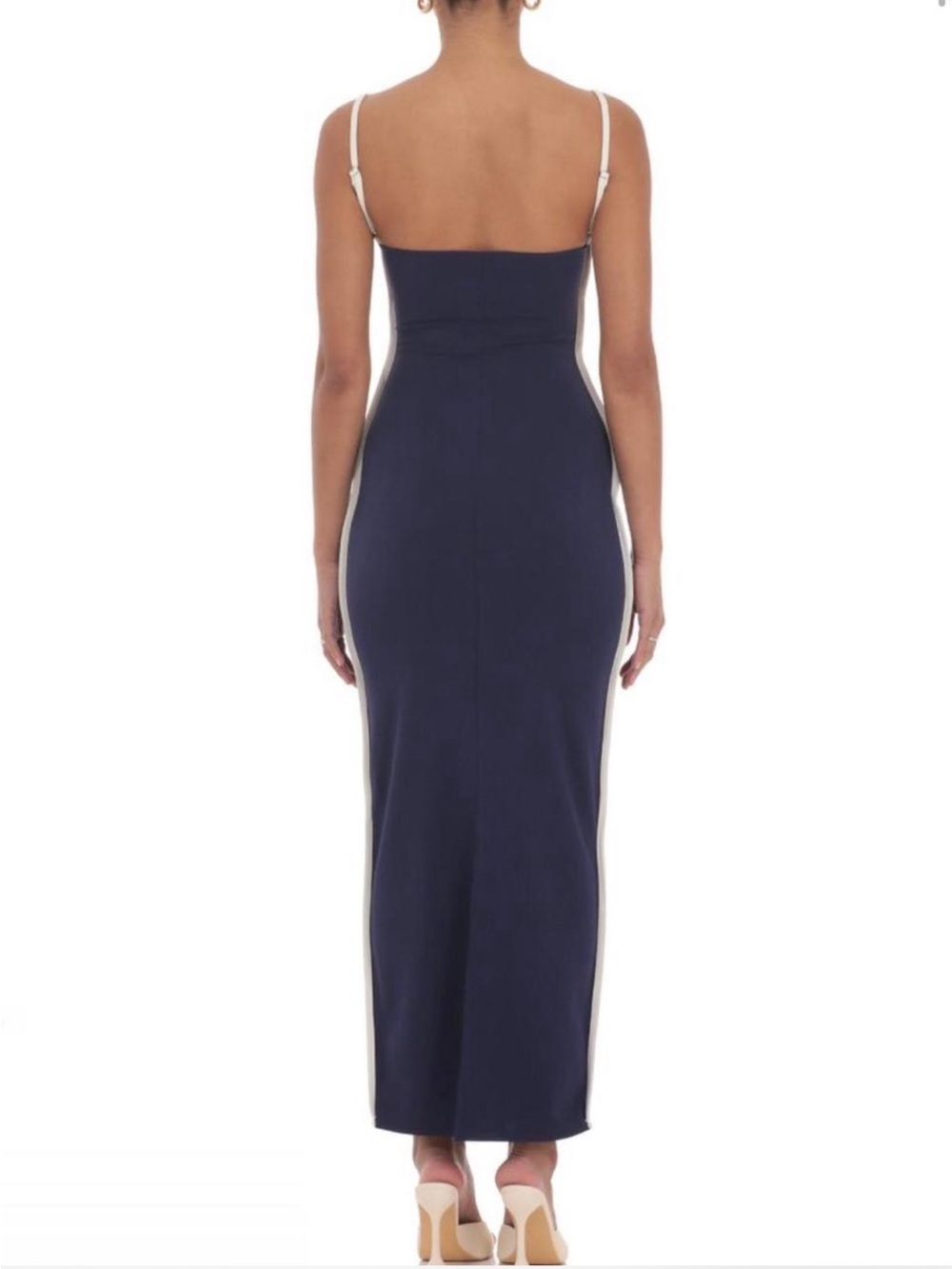 Lucy in the Sky Navy Maxi Dress with White Trim - Picture 2 of 2